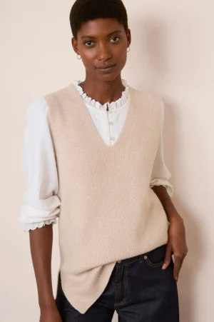 WYSE London Knitwear-Adeline Merino Tank - Oyster