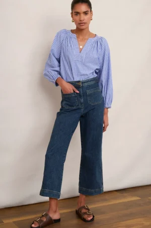 WYSE London Jeans-Allie Flare Cropped Jean - Rinse Wash