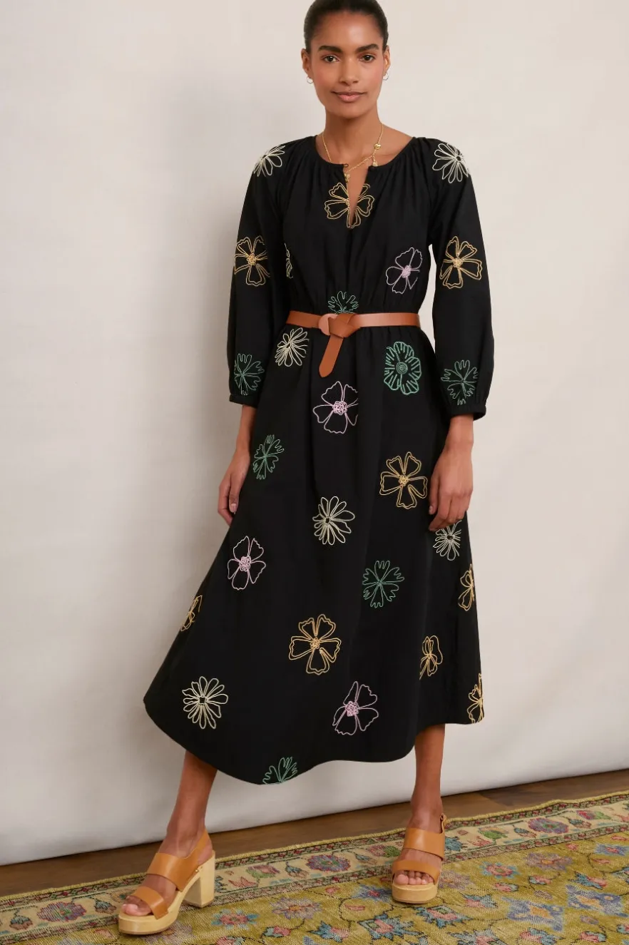 WYSE London Dresses & Jumpsuits-Amber Embroidered Dress - Black
