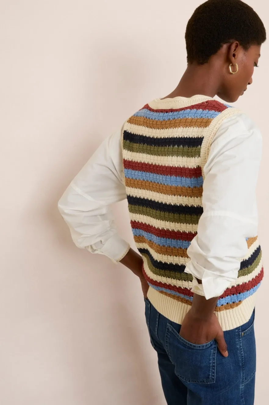 WYSE London Knitwear-Asa Textured Stripe Tank - Multi