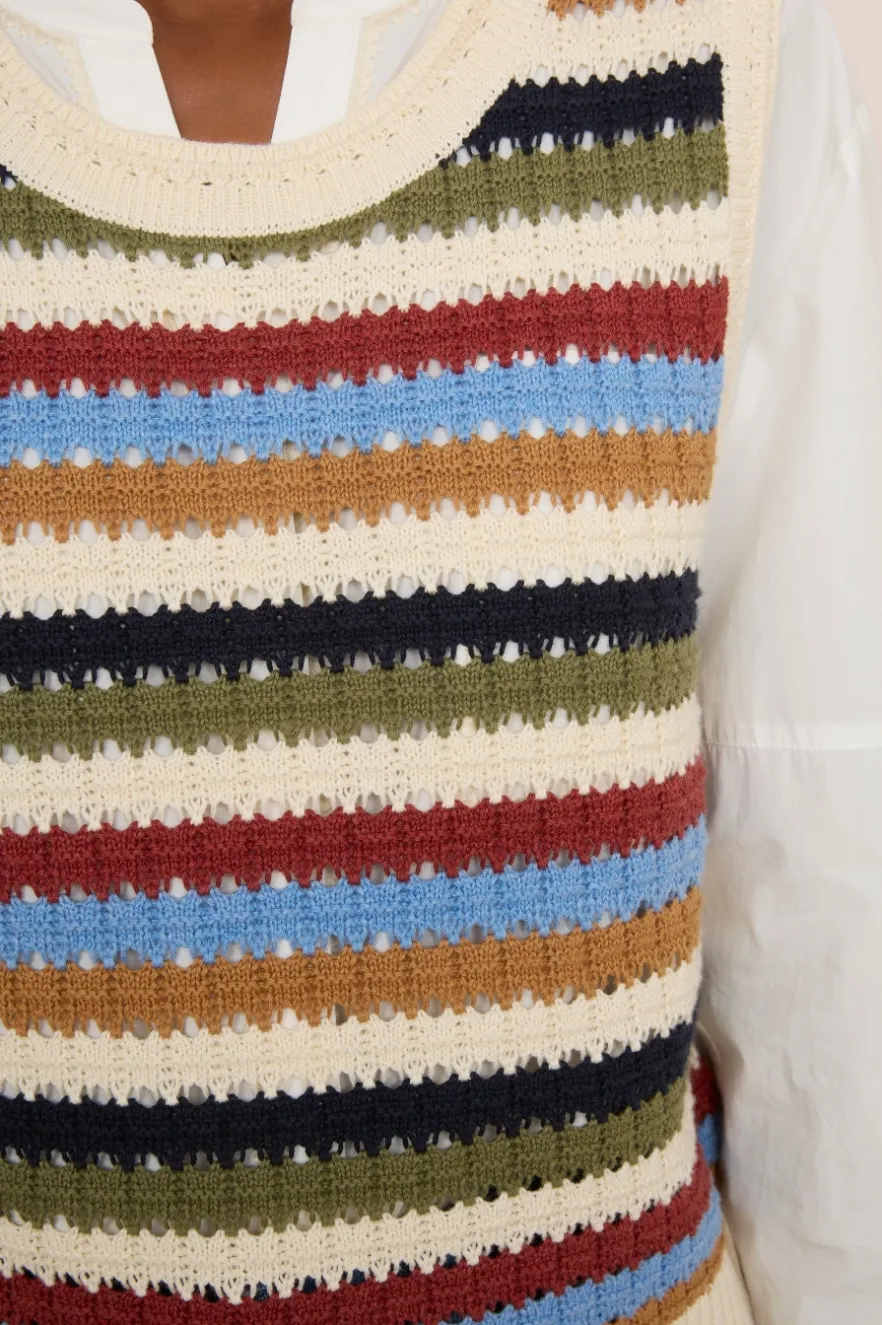 WYSE London Knitwear-Asa Textured Stripe Tank - Multi