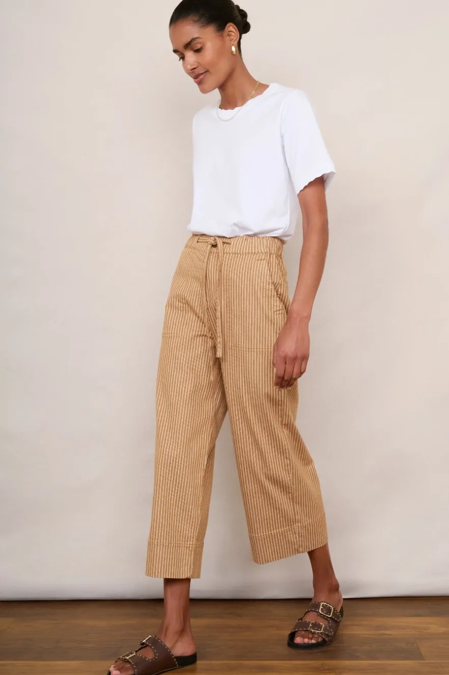 WYSE London Jeans-Astrid Stripe Jean - Tan/Ecru