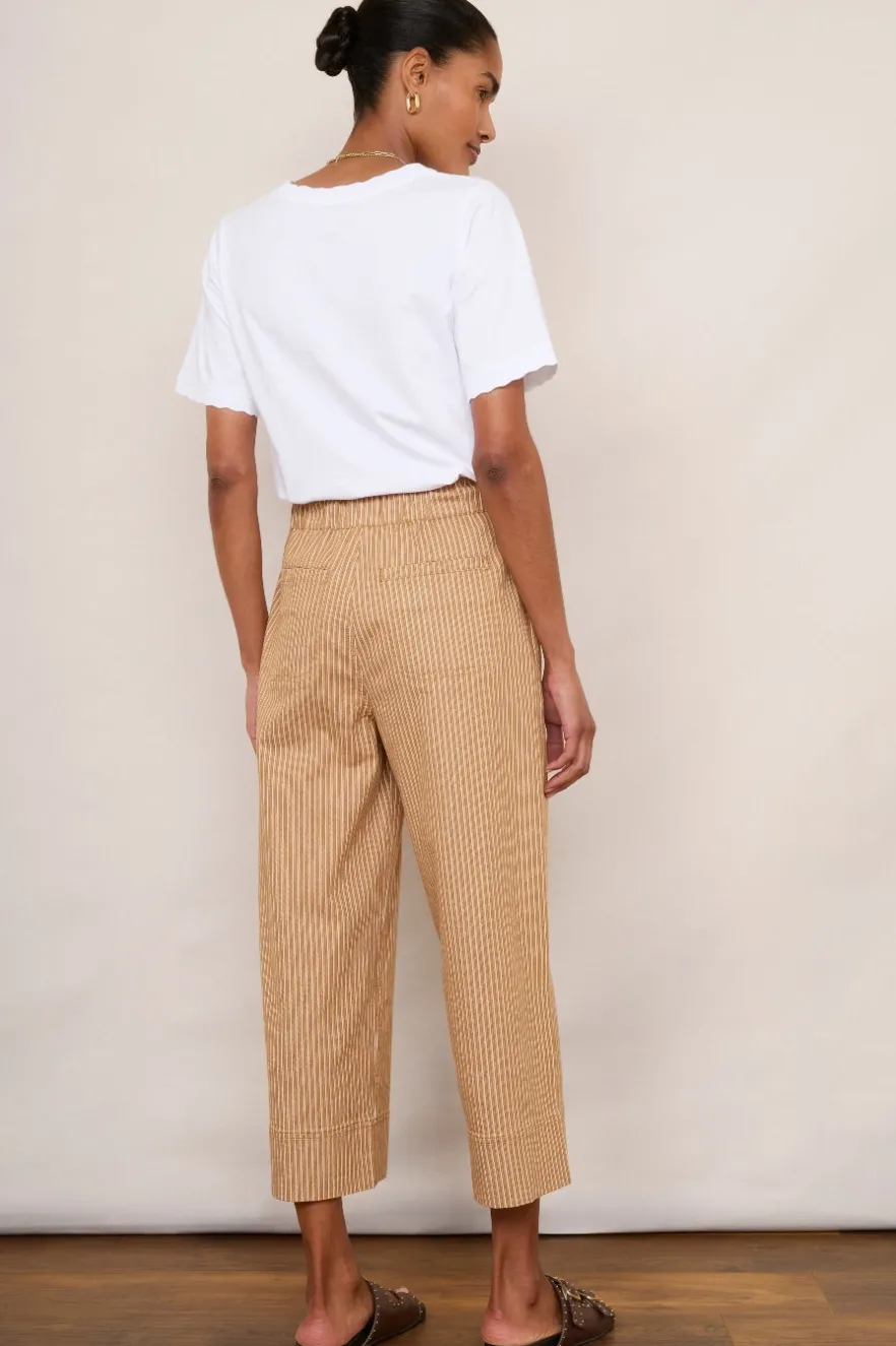 WYSE London Jeans-Astrid Stripe Jean - Tan/Ecru
