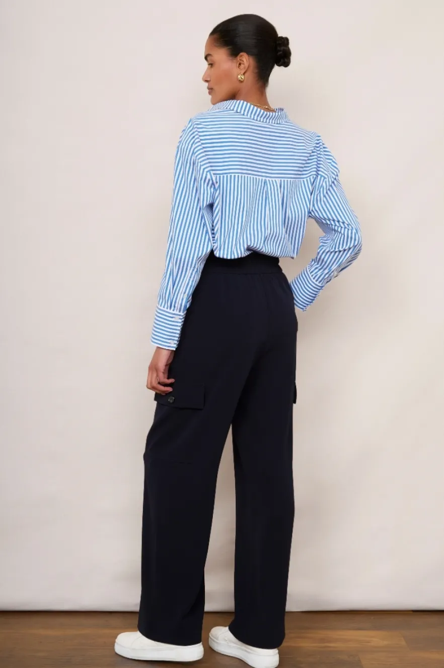WYSE London Trousers-Carlotta Wide Leg Trouser - Midnight
