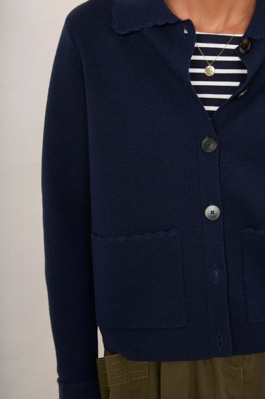 WYSE London Knitwear-Cressida Knitted Jacket - Midnight