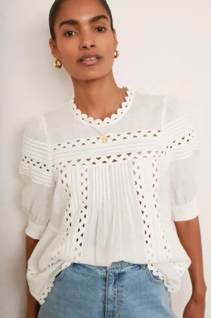 WYSE London Tops-Deedee Ric Rac Top - White