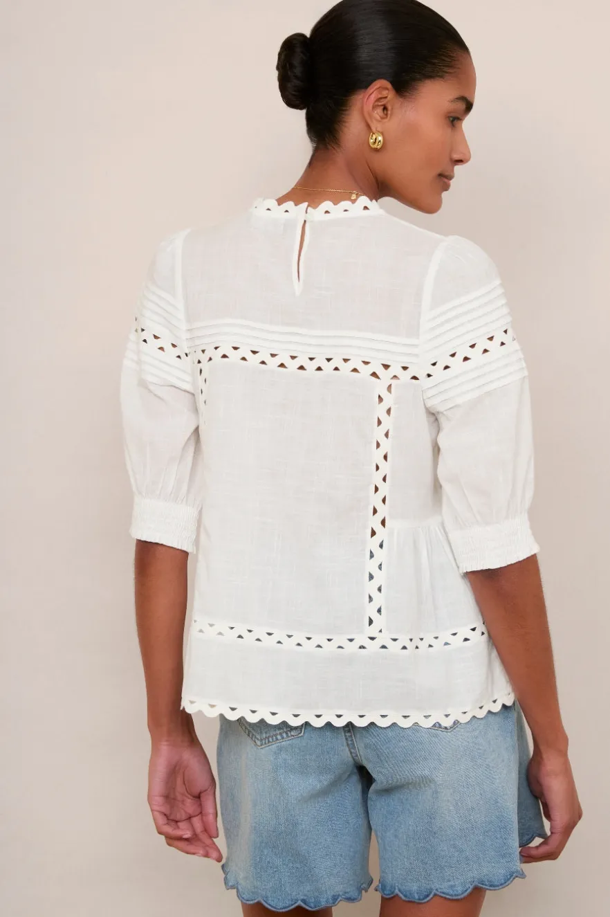 WYSE London Tops-Deedee Ric Rac Top - White