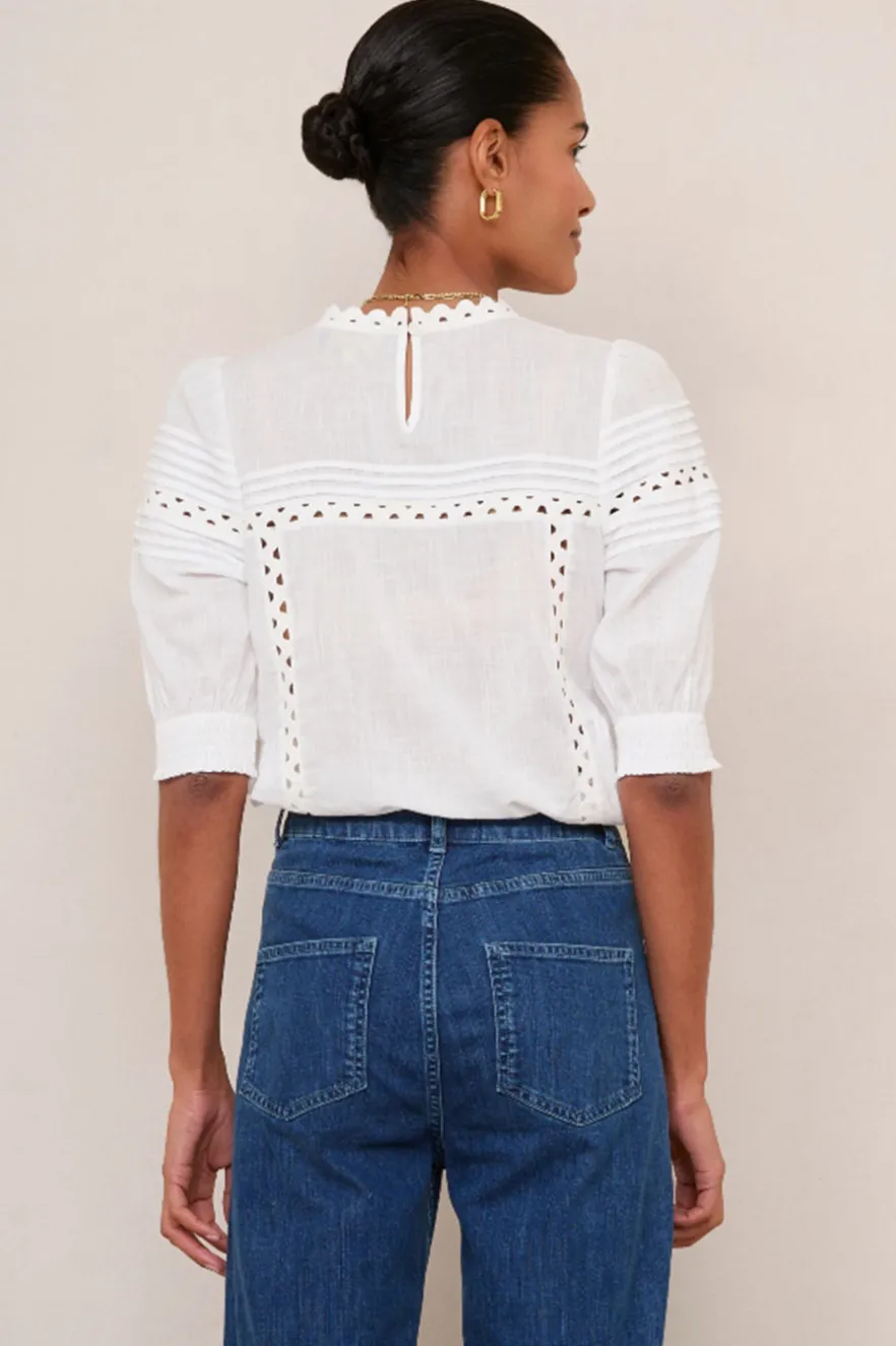 WYSE London Tops-Deedee Ric Rac Top - White