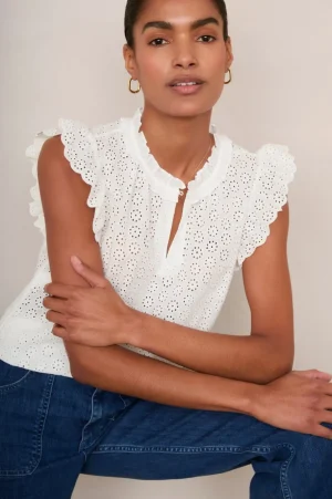 WYSE London Holiday-Felicity Top - White Broderie