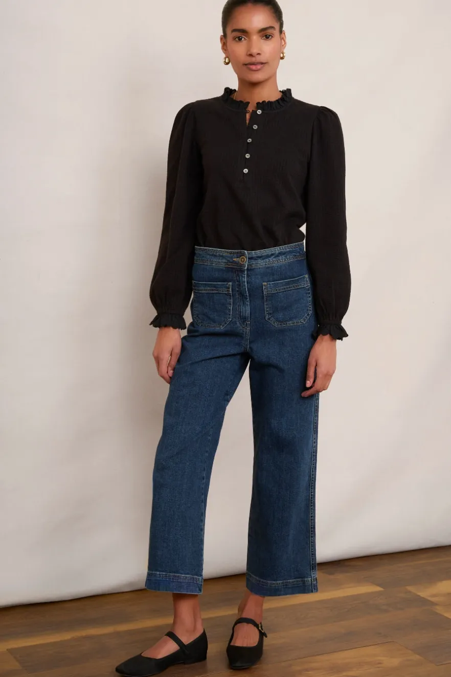 WYSE London Tops-Mariam Jersey Top - Black