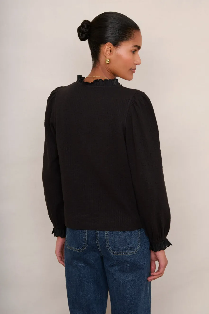 WYSE London Tops-Mariam Jersey Top - Black