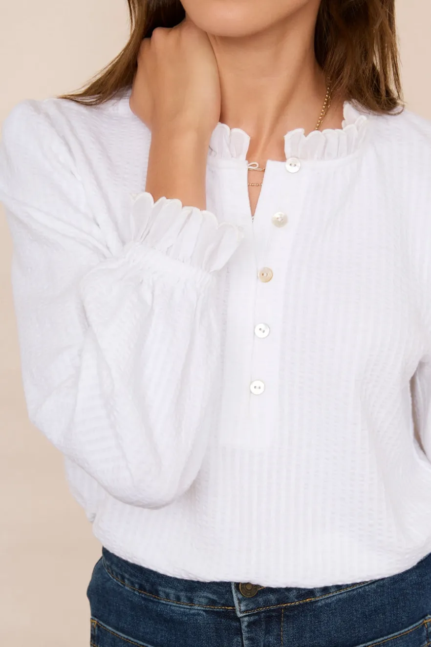 WYSE London Tops-Mariam Jersey Top - White