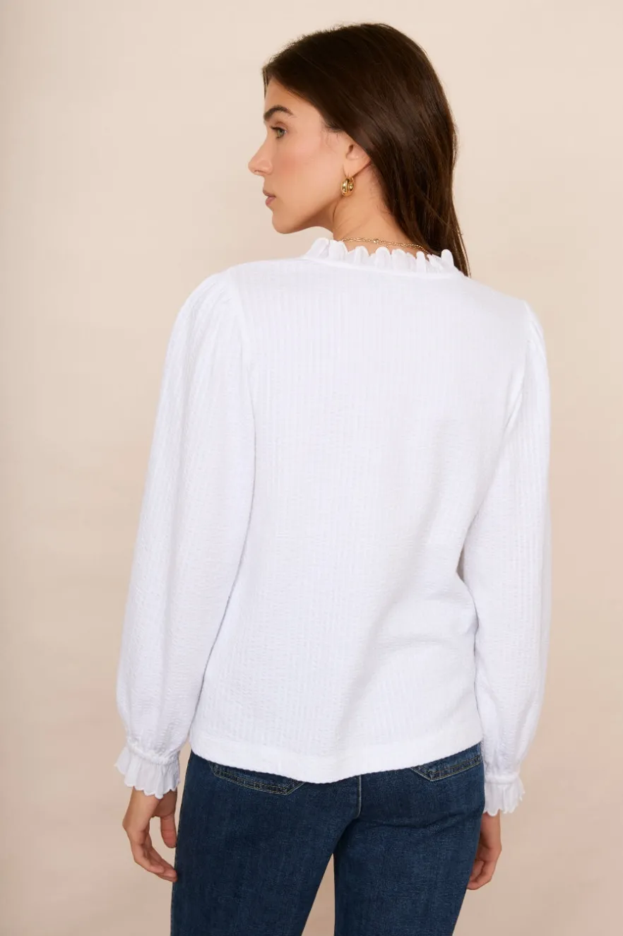 WYSE London Tops-Mariam Jersey Top - White