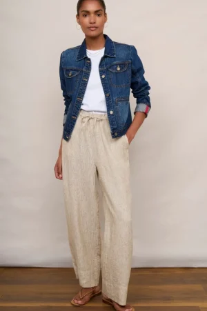 WYSE London Trousers-Melina Linen Trouser - Beige/Ivory