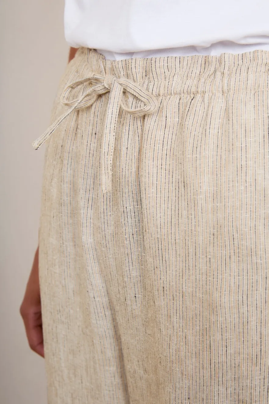 WYSE London Trousers-Melina Linen Trouser - Beige/Ivory