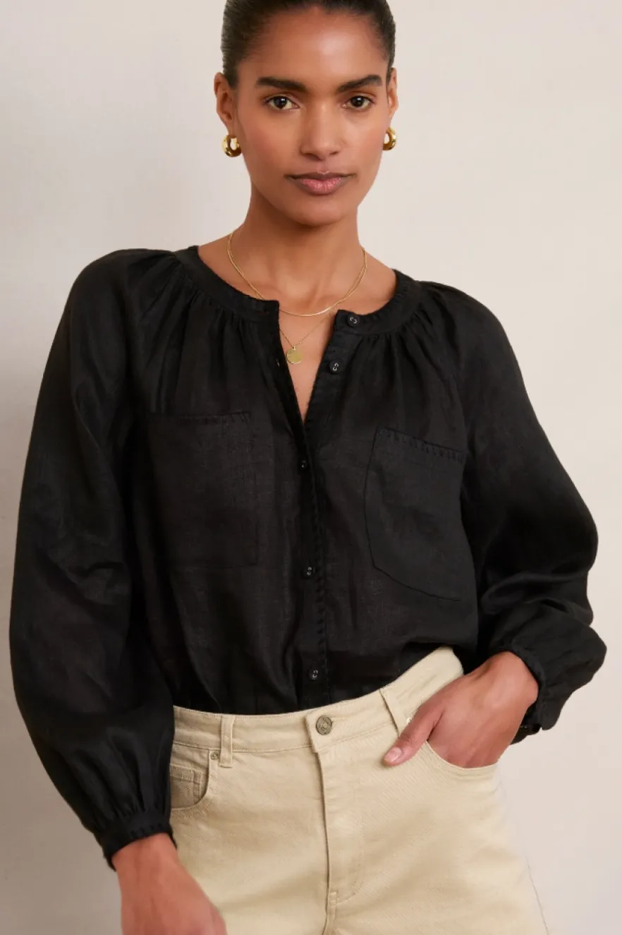 WYSE London Linen-Monica Linen Shirt - Black