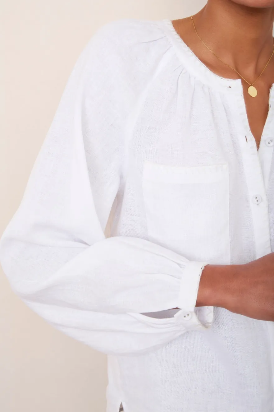 WYSE London Holiday-Monica Linen Shirt - White
