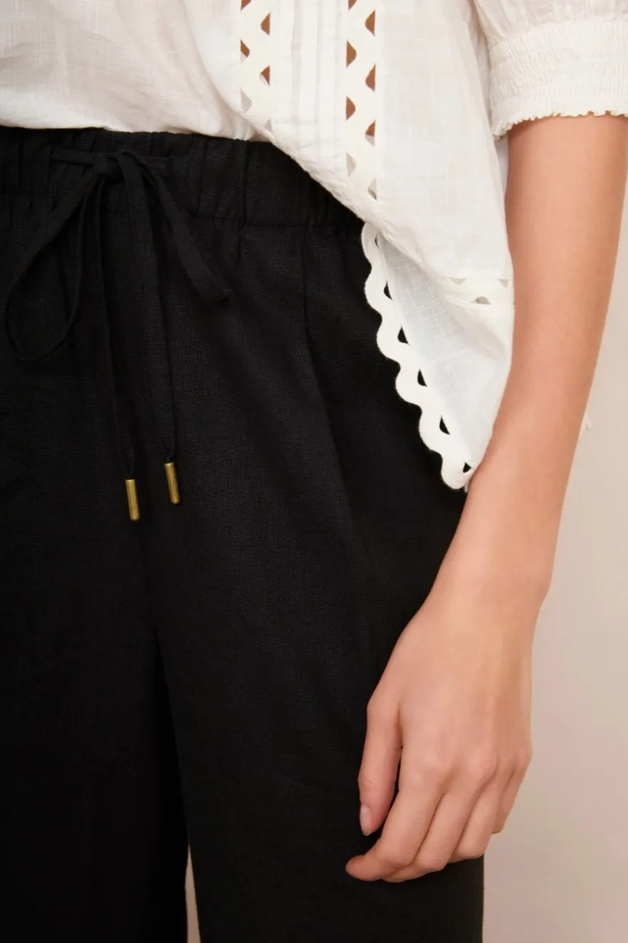 WYSE London Trousers-Ottoline Linen Trouser - Black