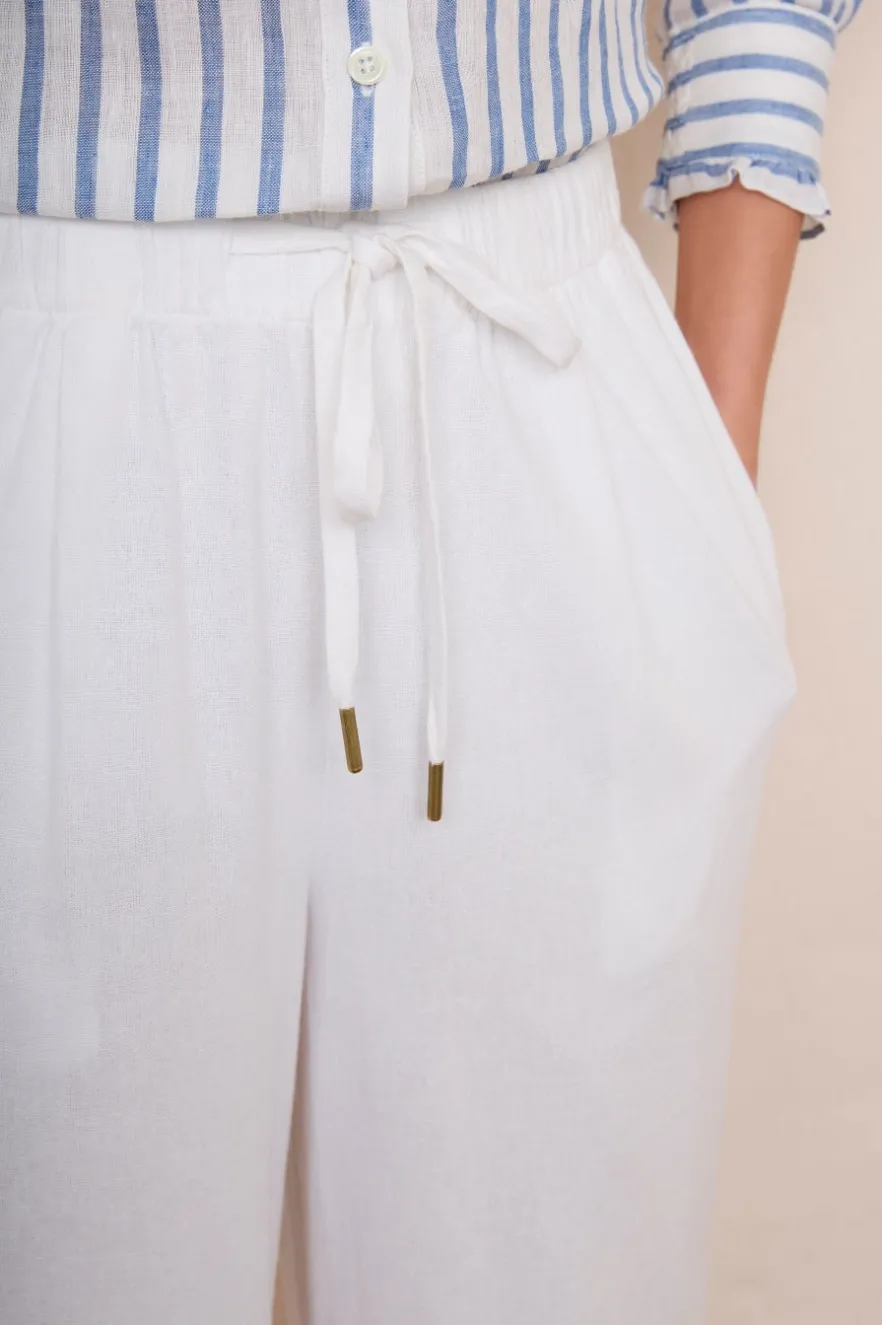 WYSE London Trousers-Ottoline Linen Trouser - White