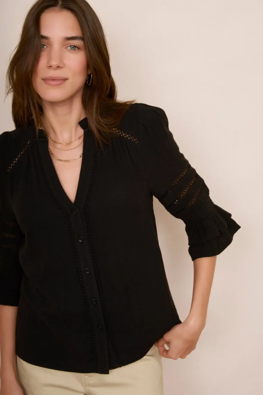 WYSE London Tops-Parker Blouse - Black