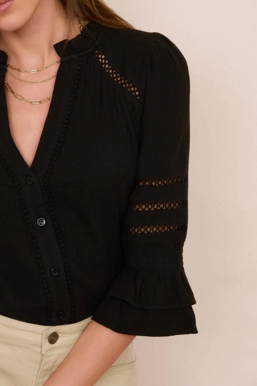 WYSE London Tops-Parker Blouse - Black