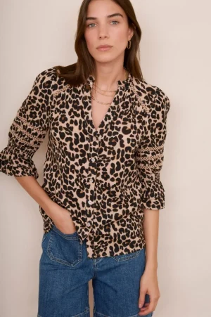 WYSE London Tops-Parker Blouse - Leopard