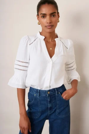 WYSE London Holiday-Parker Blouse - White