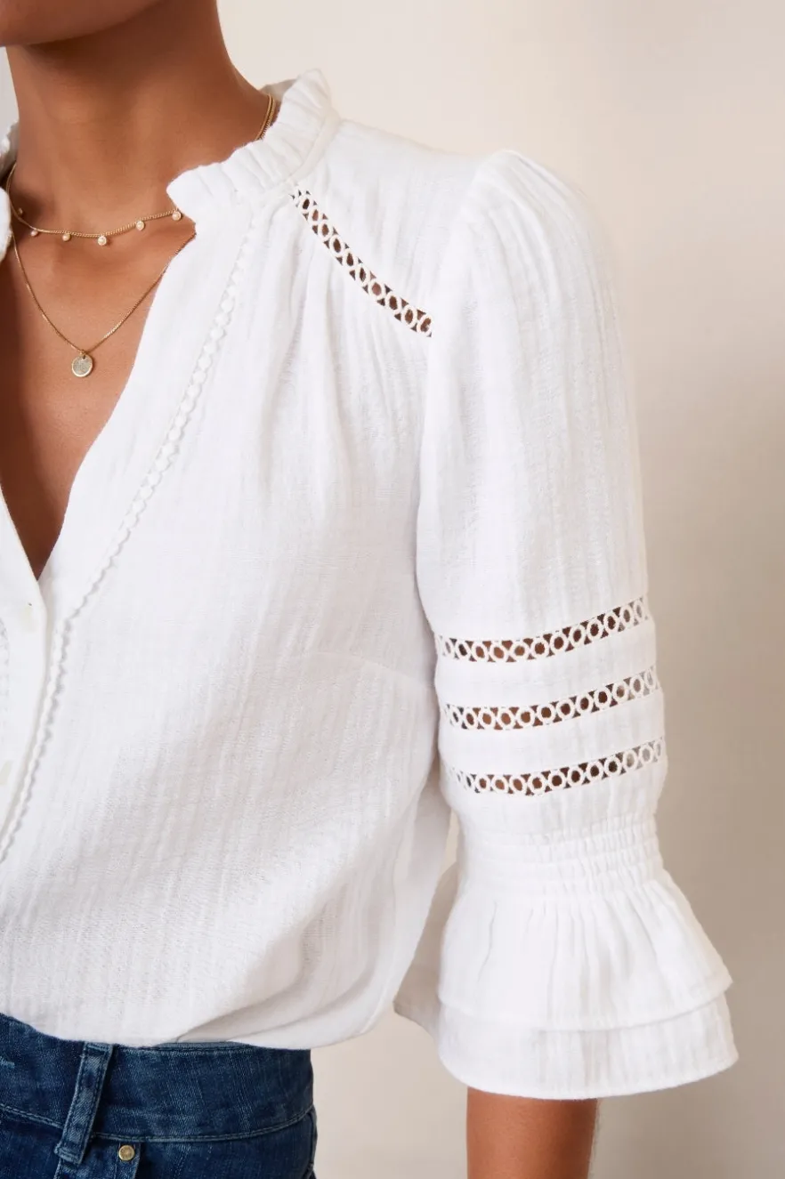 WYSE London Tops-Parker Blouse - White