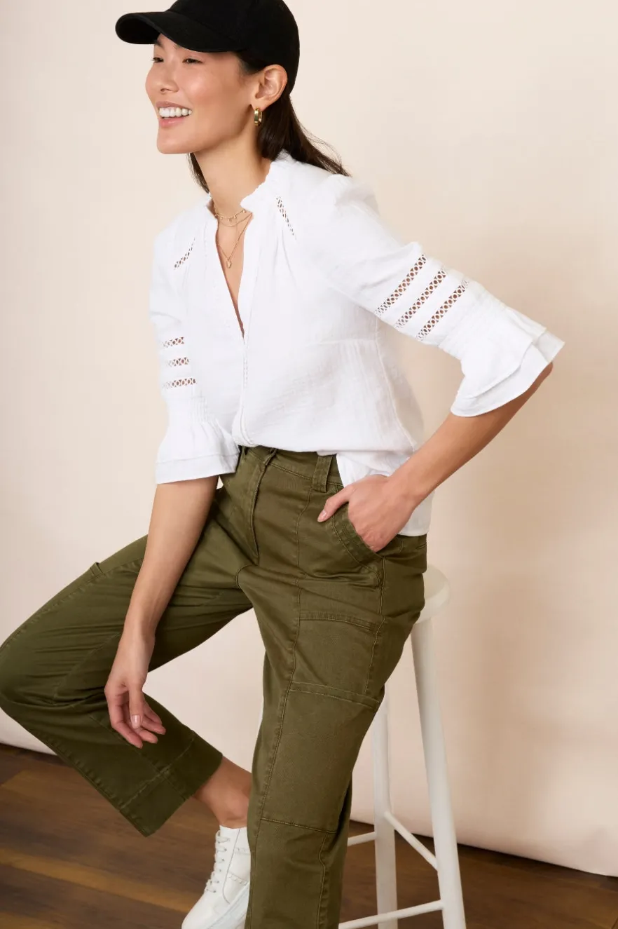 WYSE London Tops-Parker Blouse - White