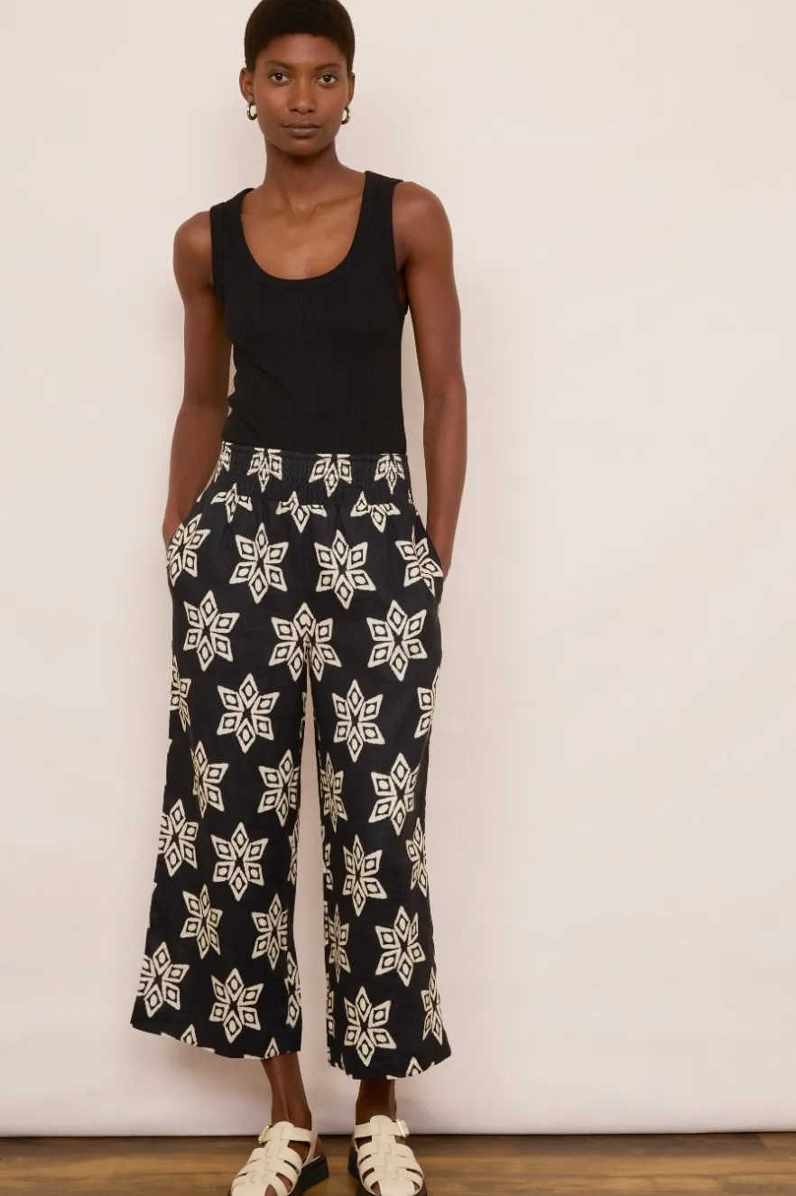WYSE London Trousers-Penelope Linen Trouser - Black/Ecru