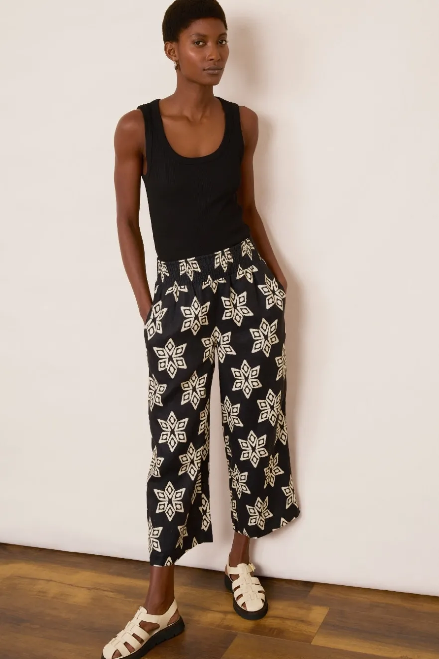 WYSE London Trousers-Penelope Linen Trouser - Black/Ecru