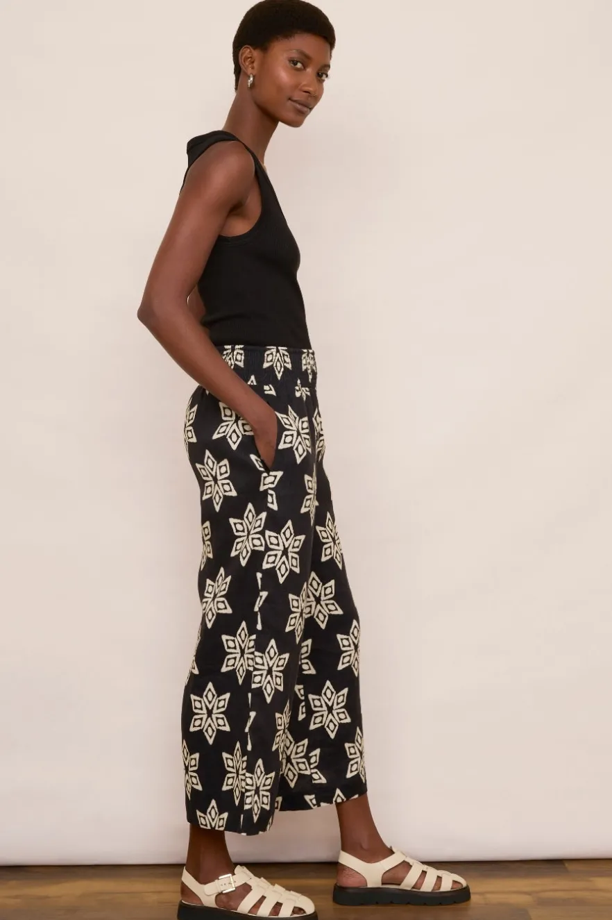 WYSE London Trousers-Penelope Linen Trouser - Black/Ecru
