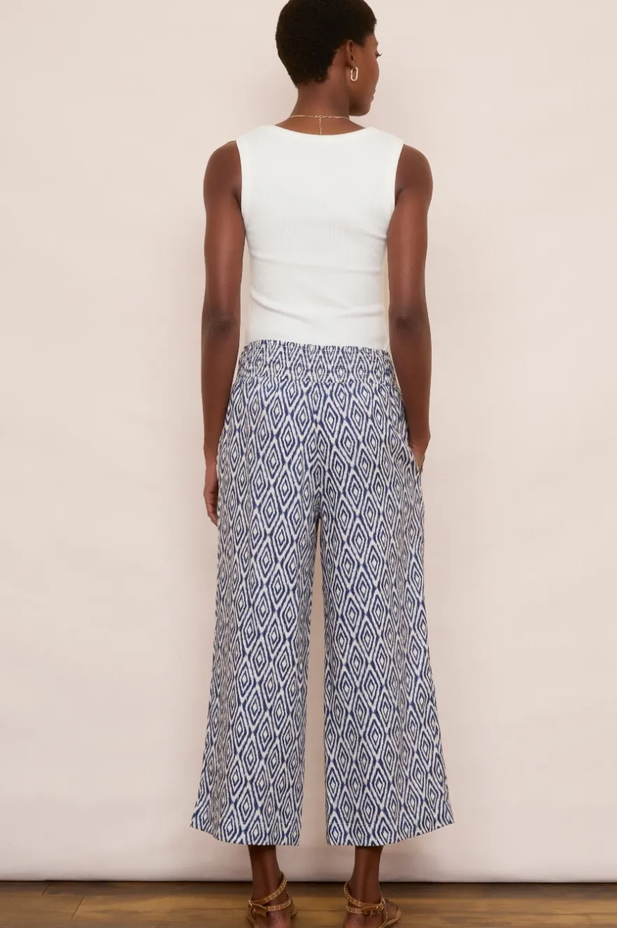 WYSE London Trousers-Penelope Linen Trouser - Midnight Ikat