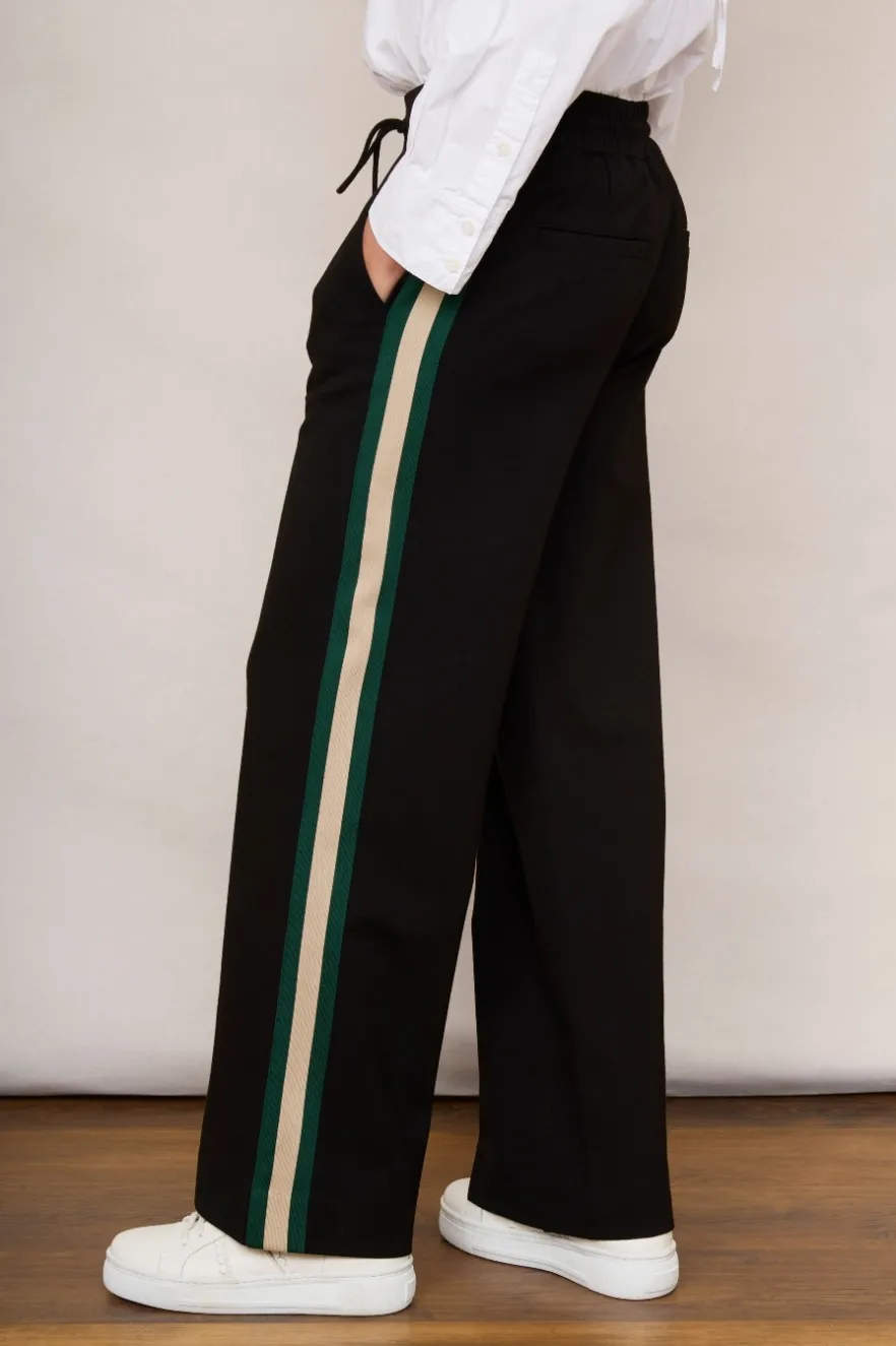 WYSE London Longer Lengths-Penny Ponte Wide Leg Trouser - Black