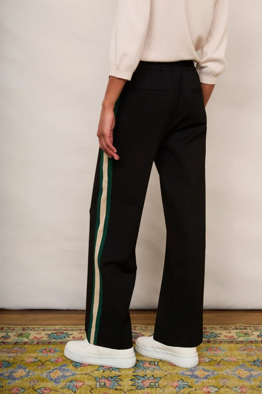 WYSE London Longer Lengths-Penny Ponte Wide Leg Trouser - Black