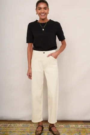WYSE London Jeans-Rae Straight Leg Jean - Ecru