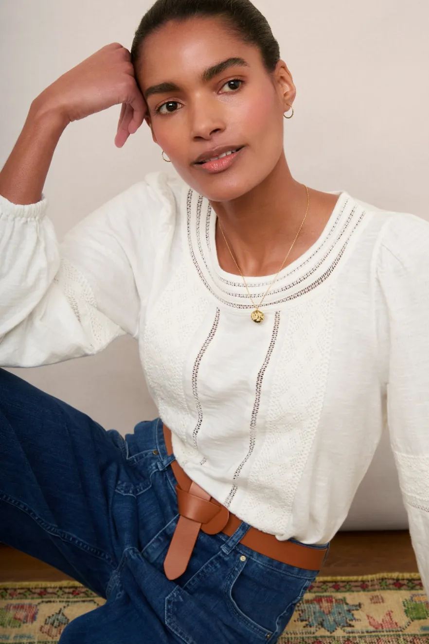 WYSE London Tops-Shellie Lace Top - Ivory