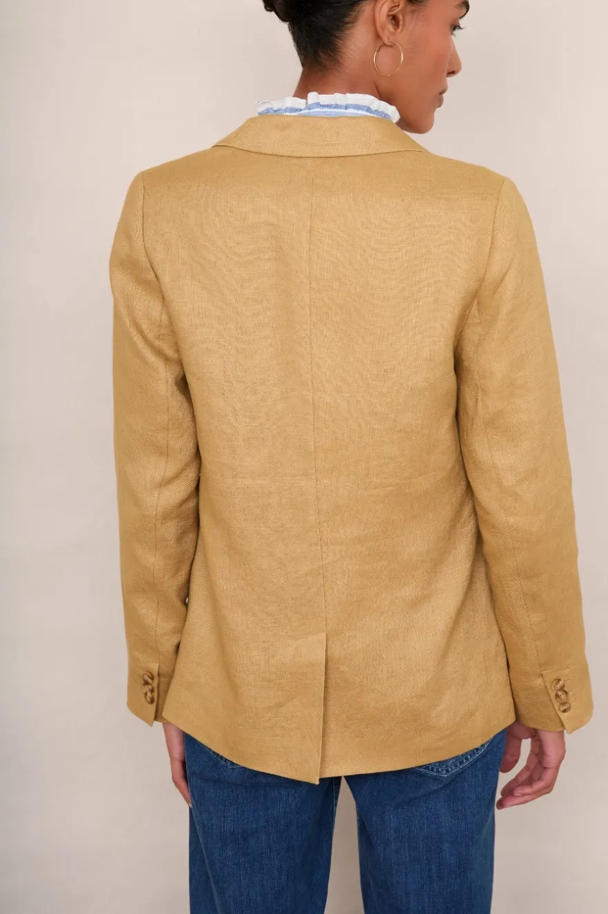 WYSE London Linen-Silvie Linen Blazer - Tan