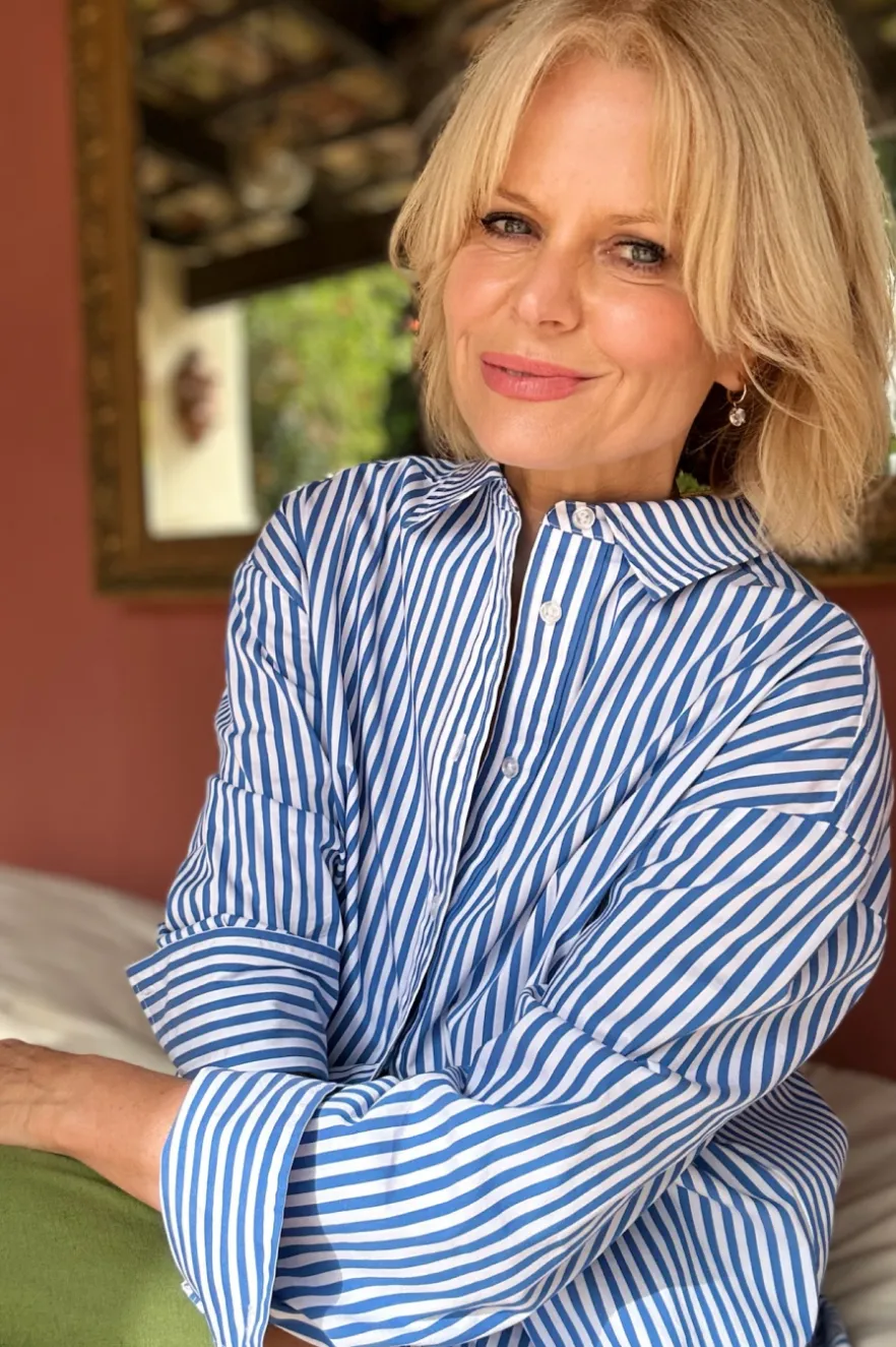 WYSE London Tops-Thomasina Shirt - Blue Stripe