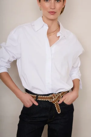 WYSE London Accessories & Shoes-Whipstitch Wrap Leather Belt - Tan