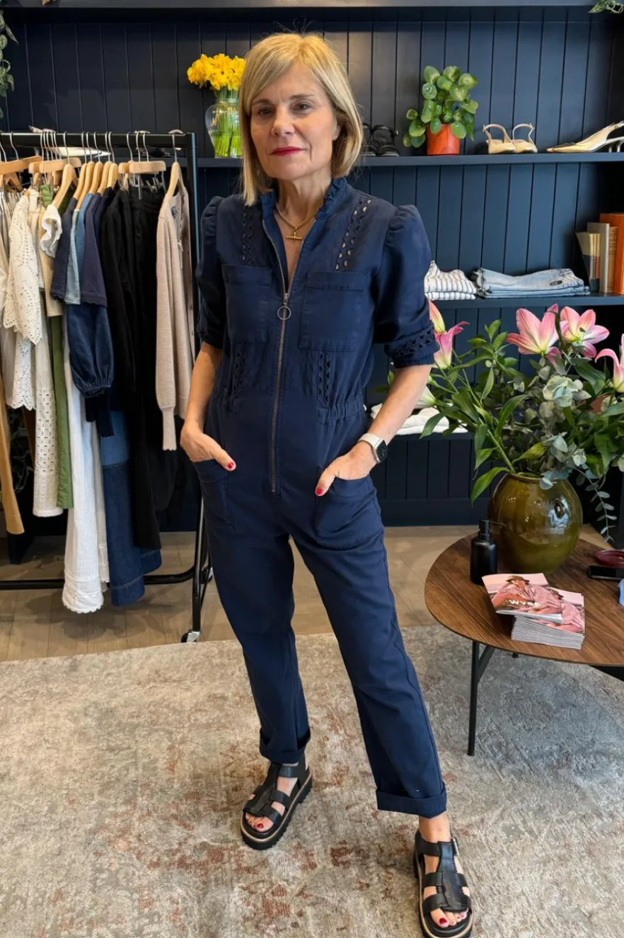 WYSE London Dresses & Jumpsuits-Zoe Ric Rac Jumpsuit - Midnight