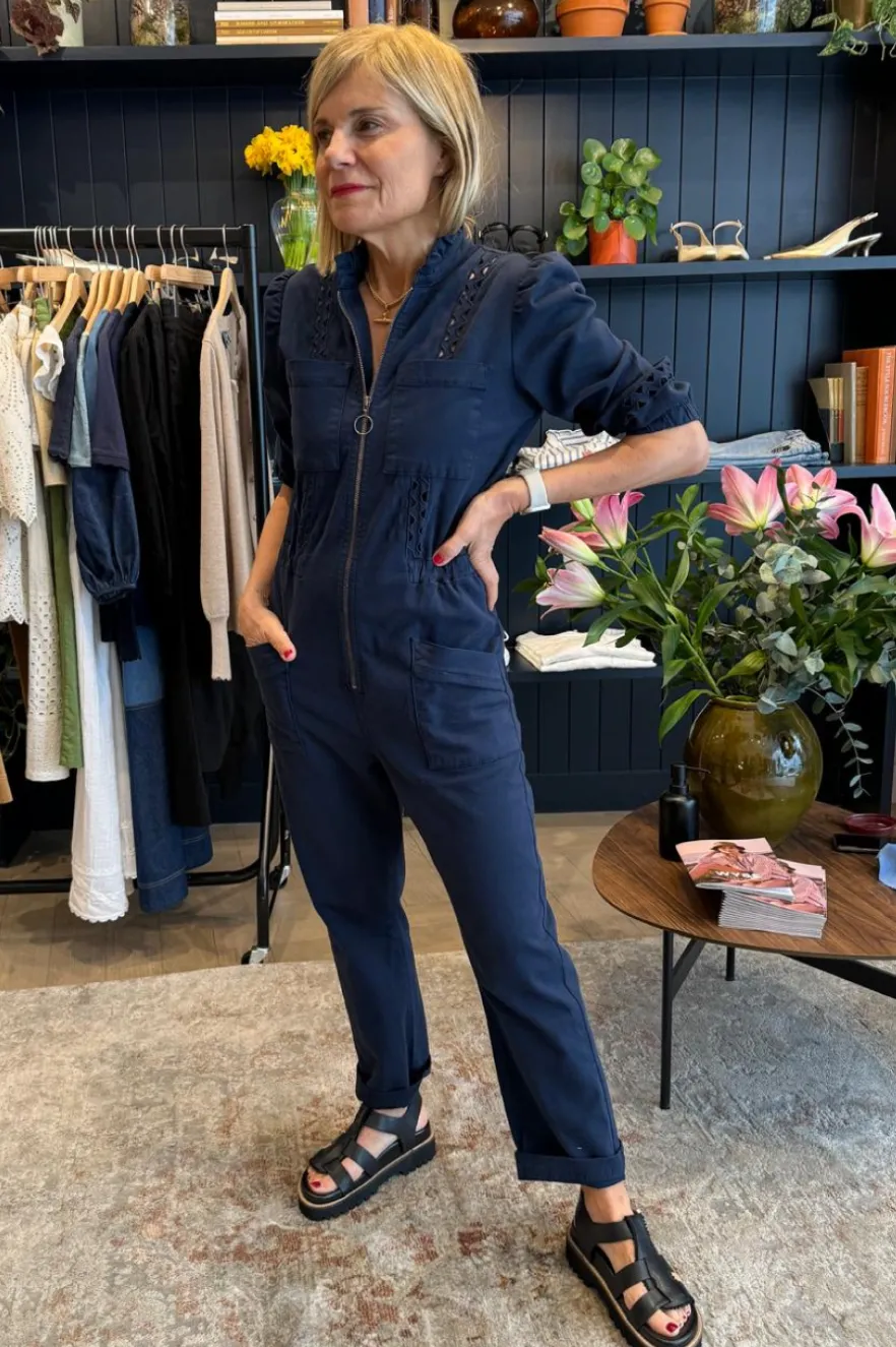 WYSE London Dresses & Jumpsuits-Zoe Ric Rac Jumpsuit - Midnight